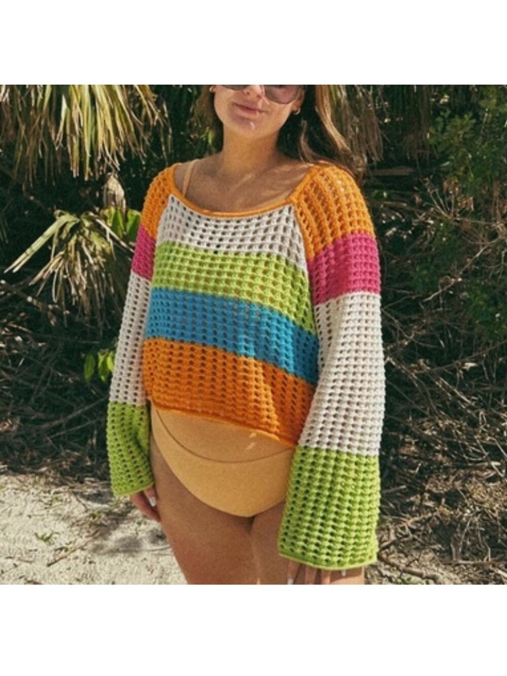 Wild Fable Colorful Crochet Top Size XXL